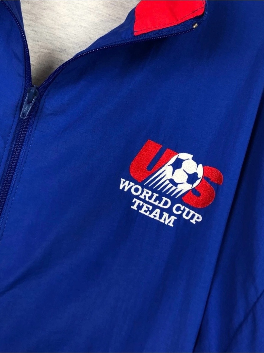 Vintage Adidas US WORLD CUP Team Soccer Track Jacket Windbreaker Blue 1992 Sz: L - Picture 3 of 6